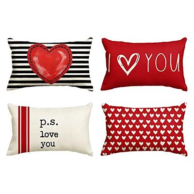  Valentines Day Pillow Covers 18×18 Inch Red Valentines Day  Decor with White Love Heart Holiday Pillowcase Home Decorations Pillow for  Living Room Valentines Day Gift Clearance : Home & Kitchen