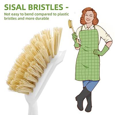 Kitchen Cleaning Brush Natural Bamboo Handle and Sisal Bristles Scrub Brush  for Dish Cast Iron Skillet Pots Pans Pot Brush