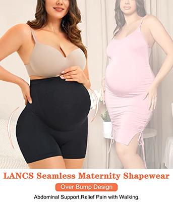LANCS Maternity Shorts Shapewear Pregnancy Panties High Waist Maternity  Underwear Over Bump for Dresses Baby Shower