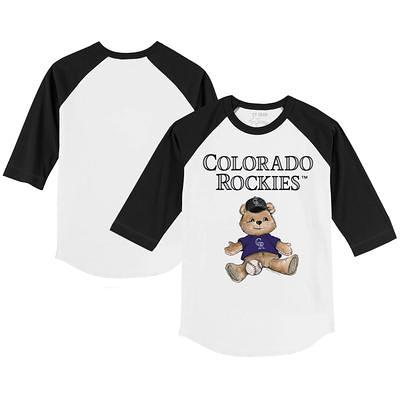 Girls Youth Tiny Turnip Black Colorado Rockies State Outline Fringe T-Shirt Size: Small