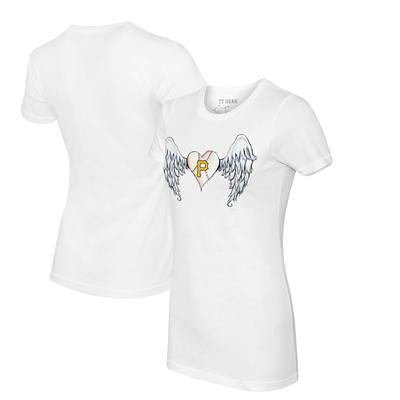 Women's Pittsburgh Pirates Tiny Turnip White/Black Bronto 3/4-Sleeve Raglan  T-Shirt