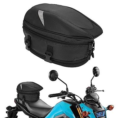 MIGHTYDUTY Leather Motorcycle Backseat Tail Bags, Waterproof PU Super Light  Tank Bag, Multifunctional Motorbike Rear Seat Storage Saddle Bag Black