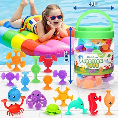 50 Pieces Suction Bath Toys for Kids Age 3+, Baby Silicone Ocean Animal  Sucker Toys with Dinosaur Eggshell, Sensory Travel Window Toys for  Toddlers