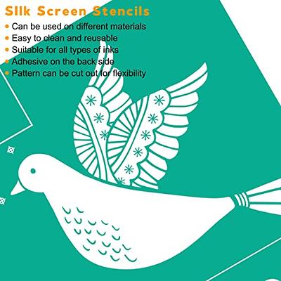 BOOLOOEN Silk Screen Stencils Set Silk Screen Transfers Self Adhesive  Reusable Mesh Stencil for Painting on Wood Fabric Paint for Stencils