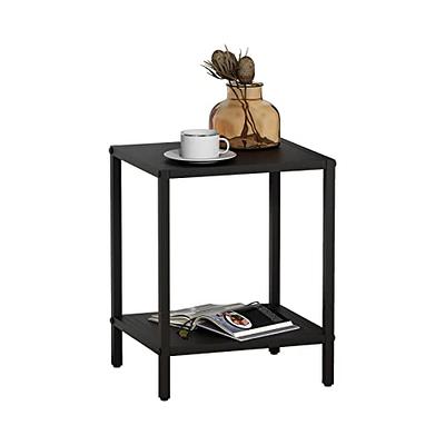 Hommoo End Table, Square Side Table Modern Night Stand with 2-Tier Storage Shelf, Living Room Small Coffee Table, Wood Finish Bedside Table for