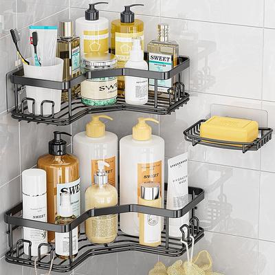 HapiRm Shower Caddy, Shower Shelf, Shower Organizer, with Shower Soap Holder--14 Hooks, Rustproof Stainless Steel with Spare Adhesives, 3 Packs, Silve