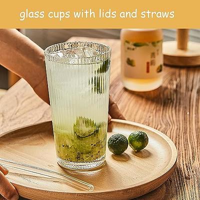 ACOOH Iced Coffee Cup,13 oz Glass Ribbed Drinking Glasses Bar Accessories  Glass Tumblers with Lids and Straws for Coffee Bar Decor Christmas Gifts  Whiskey, Tea, and Water, Cocktail Glasses - Yahoo Shopping