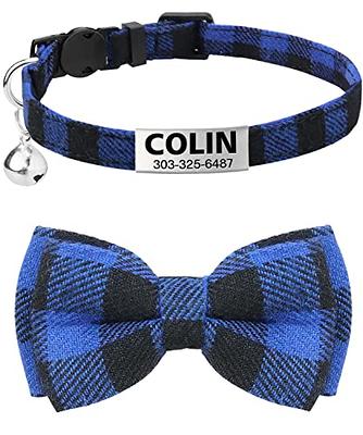 Personalized Dog Cat Collar with Cute Bow Tie & Bell ID Tag Engraved  Adjustable