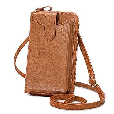 Roulens Triple Zip Small Crossbody Bag for Women,Wide Strap Cell Phone Purse Shoulder Handbag Wallet with Credit Card Slots