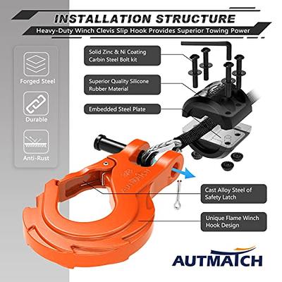 AUTMATCH Winch Hook 3/8 - Grade 70 Forged Steel Clevis Slip Hook with  Safety Latch 