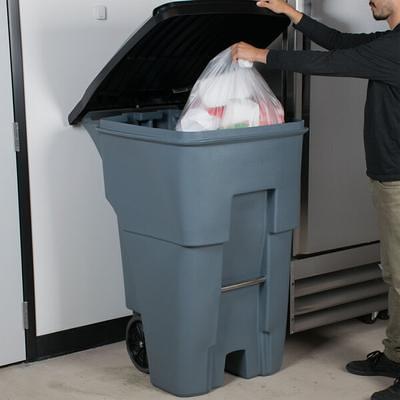 Lavex 95 Gallon Blue Wheeled Rectangular Recycle Bin with Lid