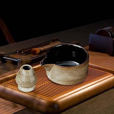 TEANAGOO Matcha Ceremony Set with Tray, Japanese Tea Set, Matcha Bowl with Pouring Spout, Matcha Bamboo Whisk, Scoop, Sifter, Matcha Whisk Holder, Mat