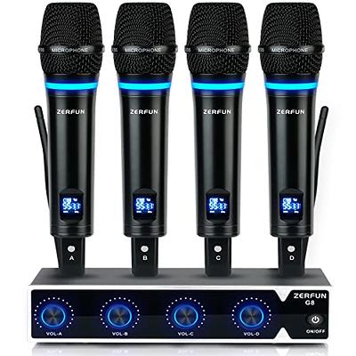 ZERFUN 4 Channel Rechargeable Wireless Microphone System, Pro UHF Metal  Handheld Wireless Microphones Cordless Mics for Karaoke Singing Church with  VOL Control, 4x50 Adjustable Frequency(G8) - Yahoo Shopping