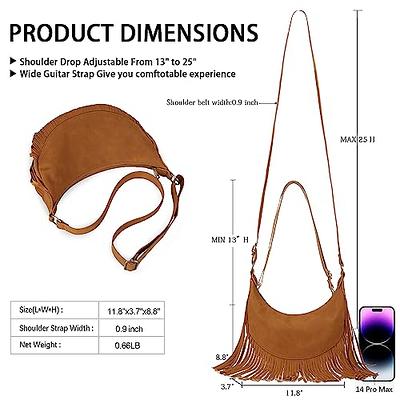 GLITZALL Boho Fringe Purse Small Crossbody Hobo Bags for Women Vegan Suede  Western Country Purse