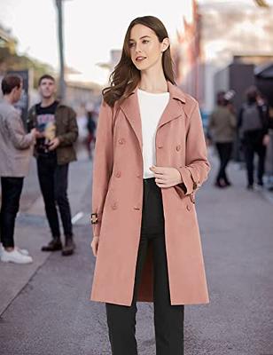  Makkrom Women's Double Breasted Long Trench Coat Windproof  Classic Lapel Slim Overcoat with Belt : Clothing, Shoes & Jewelry