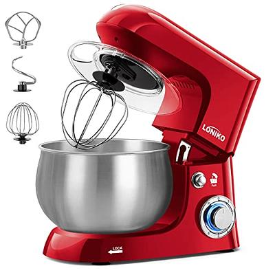 GEFT Stand Mixer, 6 QT 600W Tilt-Head Dough Mixer, 6+P speed Mixers Kitchen  Electric Stand Mixer with Stainless Steel Bowl, Dishwasher-Safe Dough