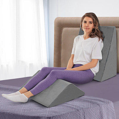 Bed Wedge Pillow–2 Separate Memory Foam Incline Cushions, System for Legs,  Knees