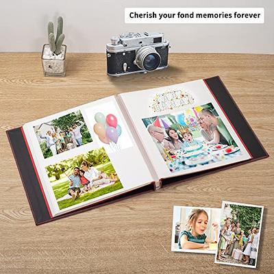  Photo Album Self Adhesive Pages Scrapbook Magnetic Photo Albums  for 4x6 5x7 8x10 Pictures Books with Sticky Pages with A Metallic Pen for  Baby Family Wedding 11x10.6 Purple 40 Pages 