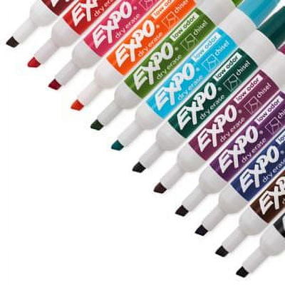 Expo Low Odor Dry Erase Markers, Fine Tip, Assorted, 5 Count 