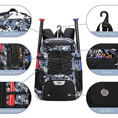 Youth Baseball Bag or Softball Bag for Adults, Large Capacity Bat Bag  Lightweight Softball Bag with 2 Air Hole Shoe Compartments and Fence Hook
