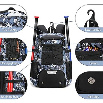 MATEIN Baseball Backpack, Softball Bat Bag with Shoes Compartment for  Youth, Boys and Adult, Lightweight Baseball Bag with Fence Hook Hold TBall  Bat