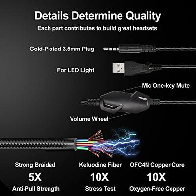 Ozeino Gaming for PS5 PS4 Xbox One PC Switch, Headphones with Noise  Cancelling Microphone RGB Light 3.5mm Audio