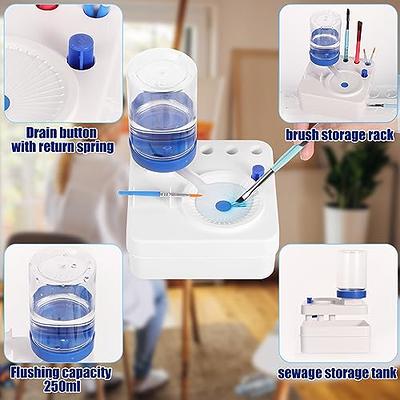 Multi-Use Paint Brush Basin with Brushes Holder,Washer,Trays,Palette Box- Artist Cleaner Cup for Watercolor Oil Acrylic Gouache Painting with Lid 