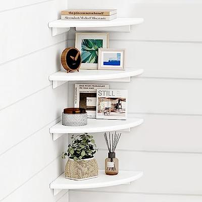 Walnut Wood Wall Mounted Corner Storage Rack (Black/White)│ Modern Bat –  Besontique