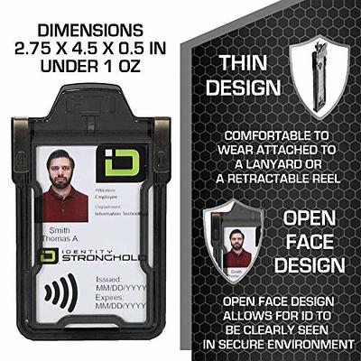 ID Stronghold Secure Badge Holder Duolite - RFID Blocking 2 Card ID Badge Holder with Lanyard and Retractable Reel - PIV, CAC and Work Cards - Heavy