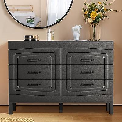 QHITTY 6 Drawer Dresser, Modern Wood Dresser for Bedroom with