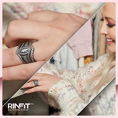 Rinfit Silicone Rings for Women - Silicone Wedding Bands Women - Infinity  Ring with Metal Plate - Rubber Rings Women - MetalInfinity Collection -  Black & Gold - Size 4