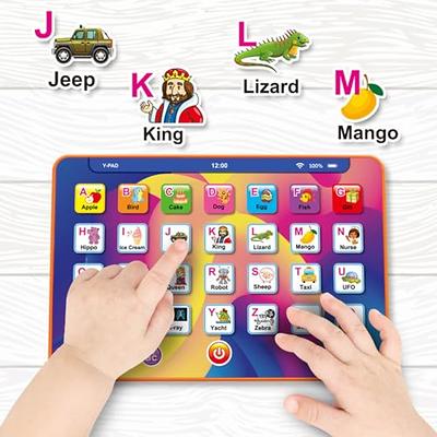 Fufafayo Kids Tablet Boys Learning Pad with LED Teach Alphabet, Numbers,  Math, Early Development Interactive Electronic Toy b-aby Toys for Boys,  Kids