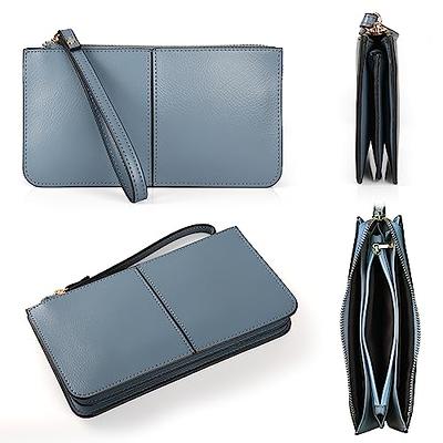 befen Black Women's Genuine Leather Wristlet Clutch Crossbody