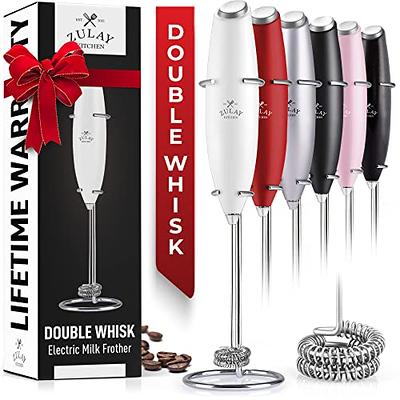 Zulay Double Whisk Milk Frother Handheld Mixer - High Powered