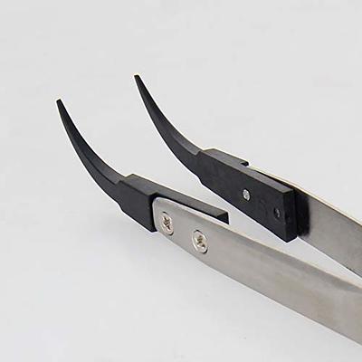 Straight Aimed Ceramic Tweezers for Electronics Soldering with Stainless  Steel Handle Black Tweezers Hand Tool Precision Tweezer