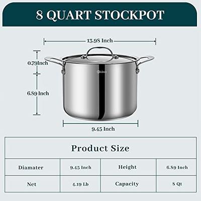 Stainless Steel Stock Pot, P&P CHEF 3 Quart Pot with Lid, Heat-Proof Double  Handles - Sliver Stainless Steel Pot and Glass Lid