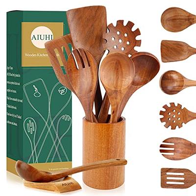 Wooden Kitchen Utensils Set - Wood Cooking Spoons - Wooden