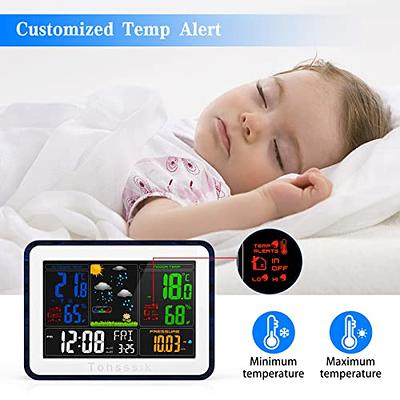 Indoor Outdoor Wireless Thermometer Digital Room Temperature Monitor Up To  328ft Away With Time Alarm Clock Backlight