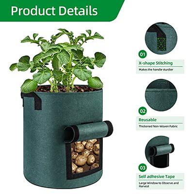 SCENGCLOS 6 Pack 10 Gallon Grow Bags, Sealed Visualization Window Planter  Bags, Breathable Thickened Non-Woven Fabric Plant Pots with Access Flap