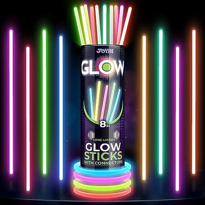 Party on Glow Sticks Bulk Party Supplies. 100 Pack. 8 inch Glow in The Dark Sticks, Light Up Party Favors. Neon Glow Bracelets and Glow Necklaces