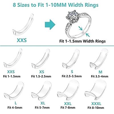 6 Sheets Invisible Ring Size Adjuster Silicone Ring Guard Ring Sizer Ring  Size Reducer Loose Rings Tightener, 8 Different Sizes (Transparent) 