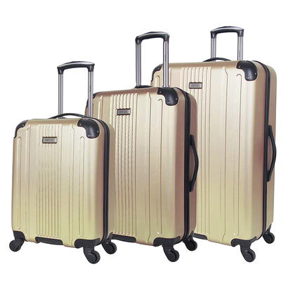 Hikolayae Sunshine Collection Hardside Spinner Luggage Sets in Stripe Champagne, 5 Piece - TSA Lock