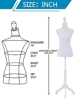 59-67 Inch Female Mannequin, Torso Sewing Mannequin Dress Form Mannequin  Body Adjustable Dress Mannequin with Stand Wood Base for Sewing Counter