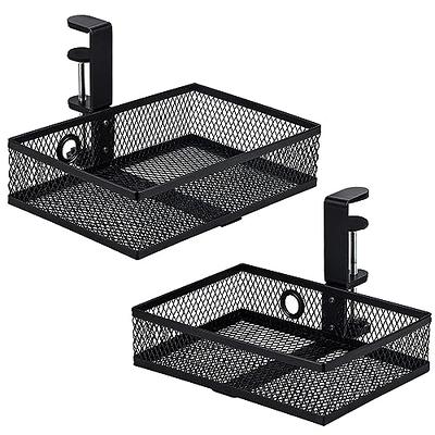 Under Desk Drawer Organizer Clamp-On, Mesh Metal Desk Drawer Attachment, 2  Drawer Slide Out, On Desk Or Under Desk Organizer For Office Supplies 