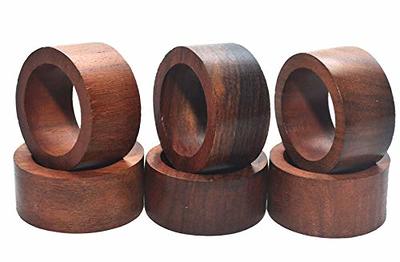 Handmade Wood Napkin Ring Set with 6 Napkin Rings (Set of 6, Wood)