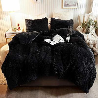 Luxury Fuzzy Duvet Cover Set King Size Fluffy Comforter Cover Set for King