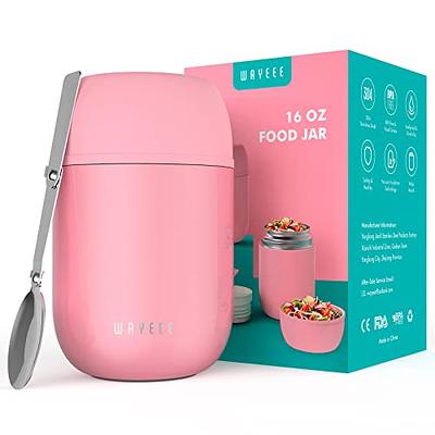 WayEee Food Thermos for Hot Food Insulated Food Jar, Vacuum Bento Box Lunch Containers 16 oz for Kids Adults, Airtight Stainless Steel Food Soup