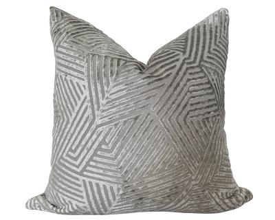 Designer Gray + Silver Decorative Throw Pillows