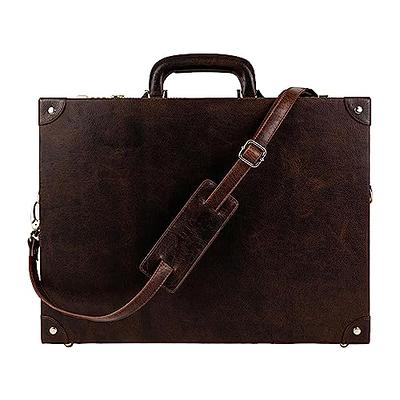 Banuce Full Grain Italian Leather Briefcase for Men Attache Case 14 Inch  Laptop Business Bags Work Bag