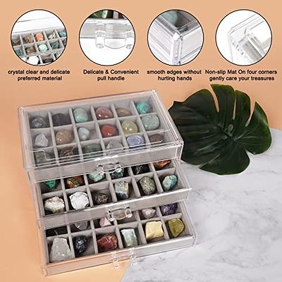 Acrylic Rock Collection Display Case Rock Collection Box for Kids